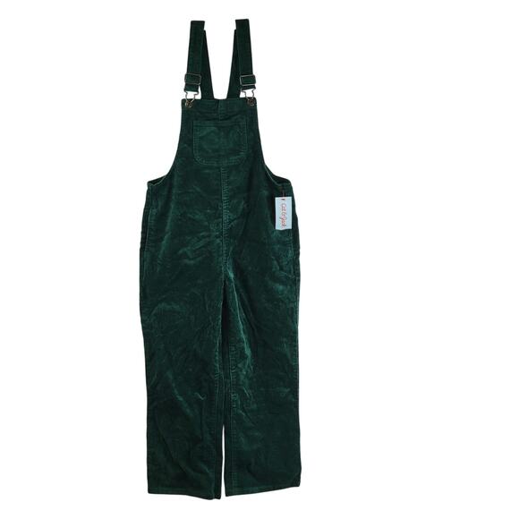 Cat & Jack Girls Wide Leg Corduroy Overalls, Jade Charm, Size Youth L, NWT - Picture 1 of 7